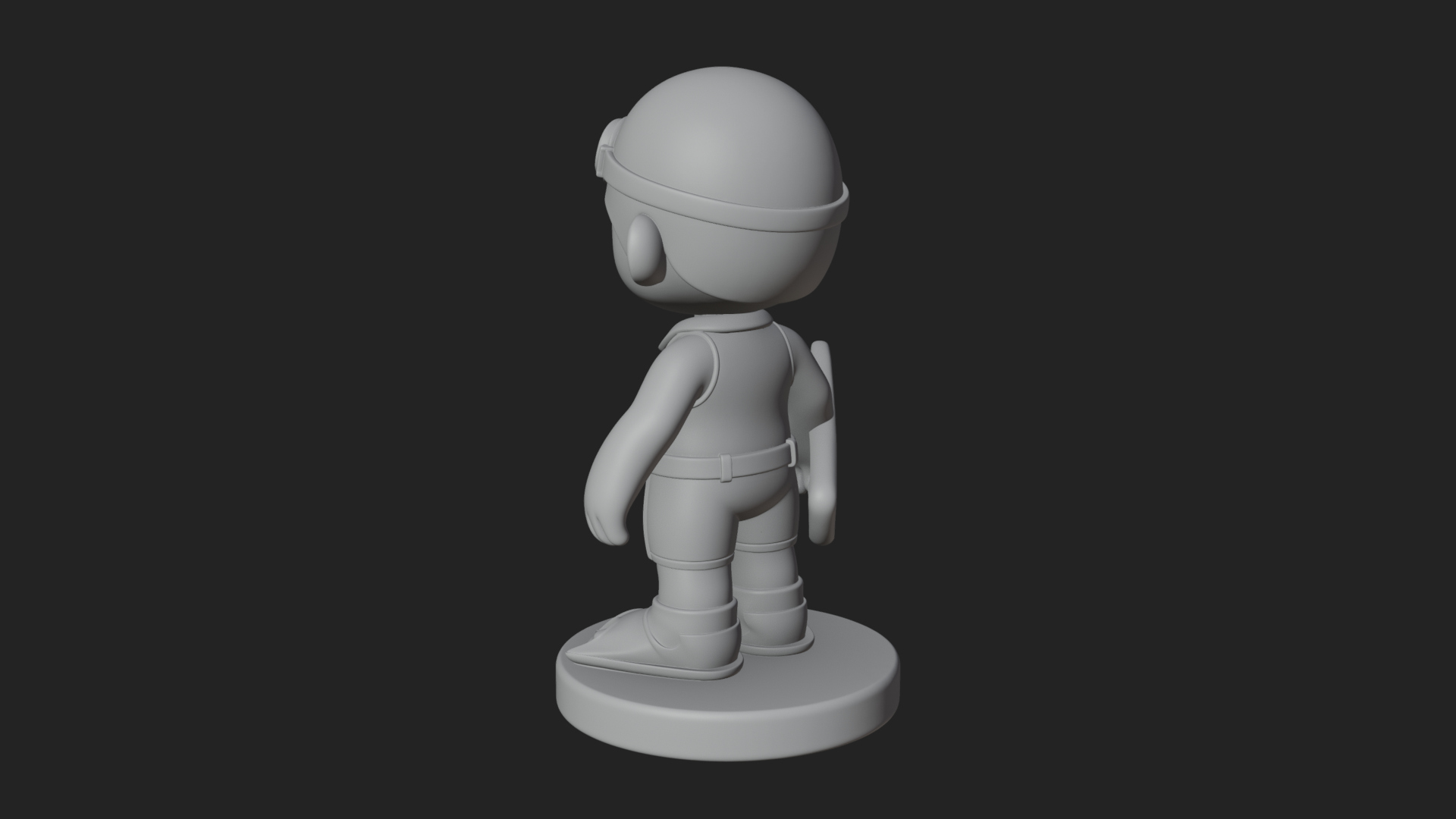 Chibi Diver Boy with Fins Statue Design 1 3D Print Model 3D Model