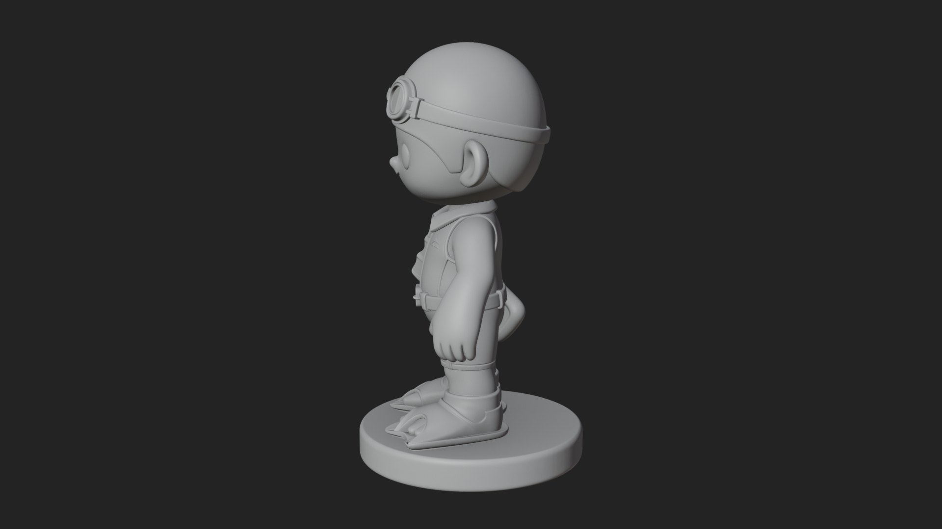 Chibi Diver Boy with Fins Statue Design 1 3D Print Model 3D Model