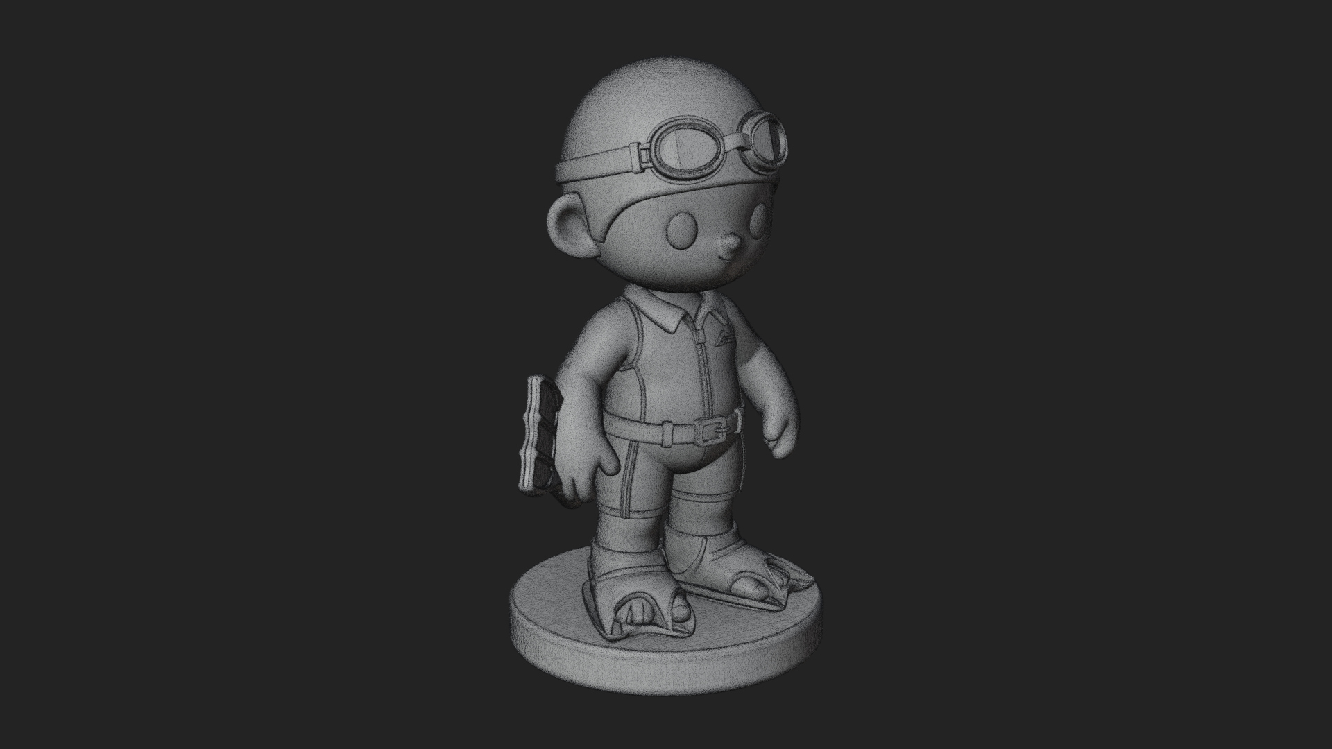 Chibi Diver Boy with Fins Statue Design 1 3D Print Model 3D Model
