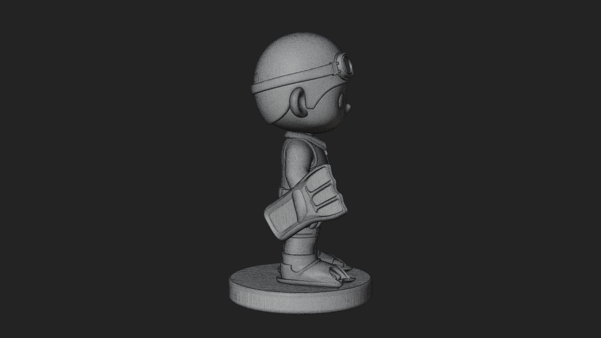 Chibi Diver Boy with Fins Statue Design 1 3D Print Model 3D Model