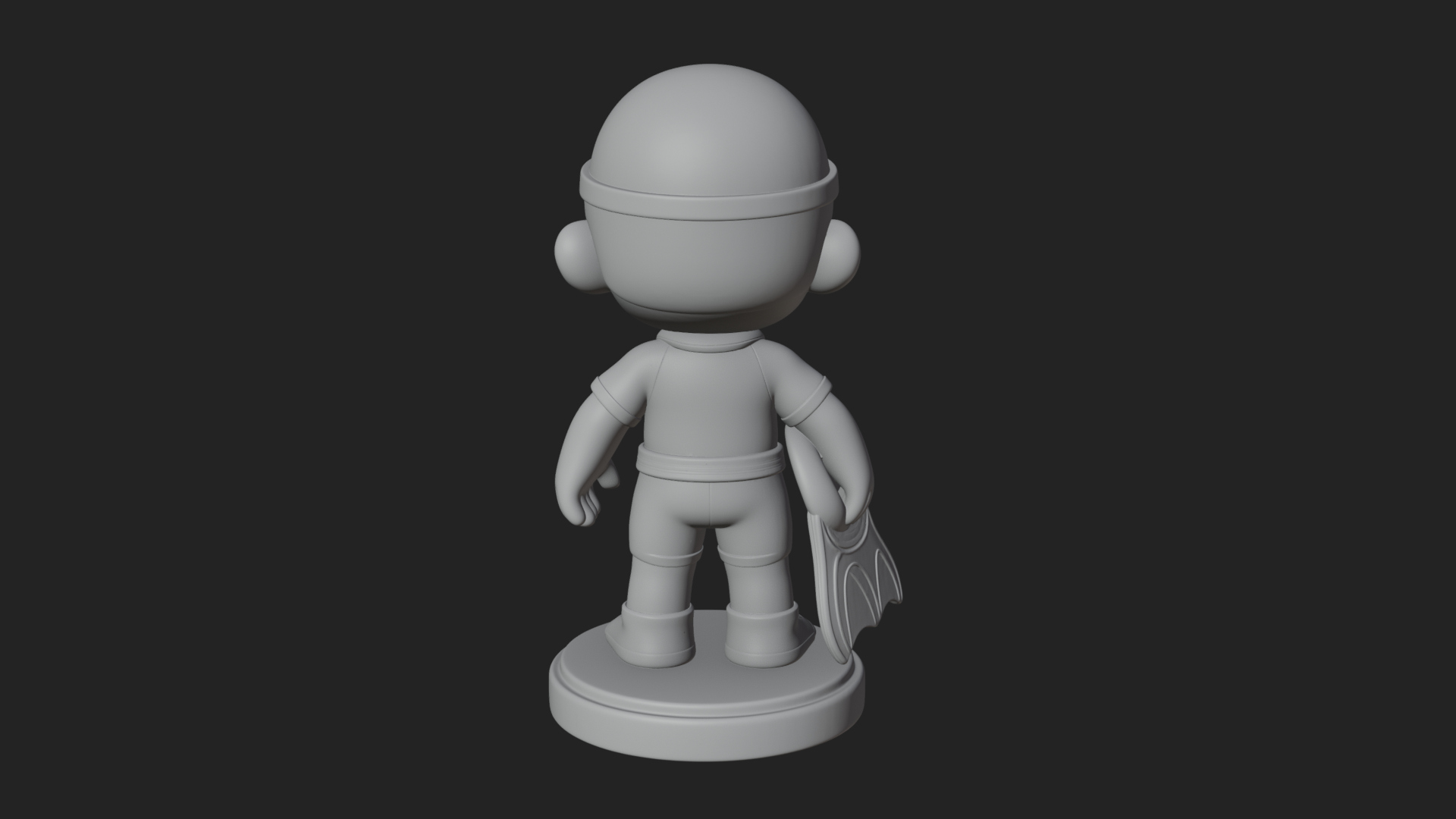 Chibi Diver Boy with Fins Statue Design 2 3D Print Model 3D Model