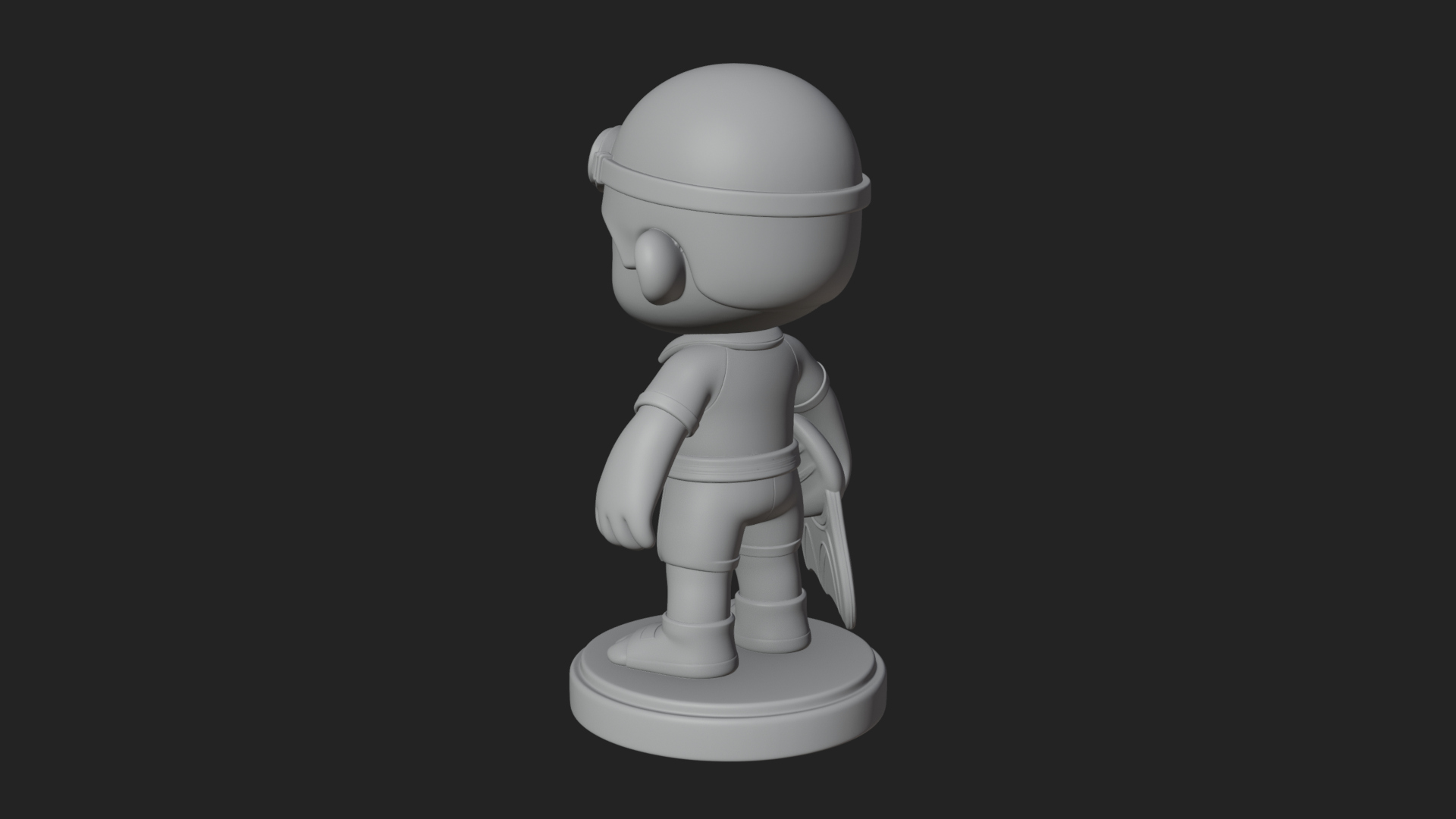 Chibi Diver Boy with Fins Statue Design 2 3D Print Model 3D Model