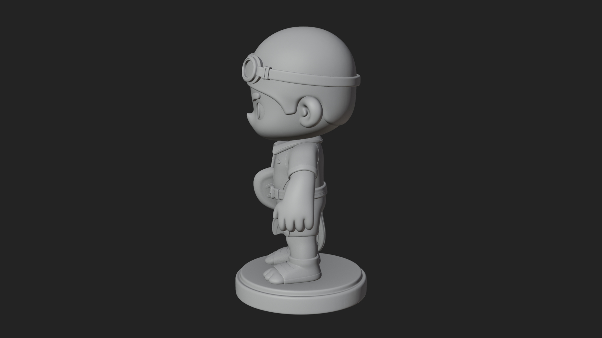 Chibi Diver Boy with Fins Statue Design 2 3D Print Model 3D Model