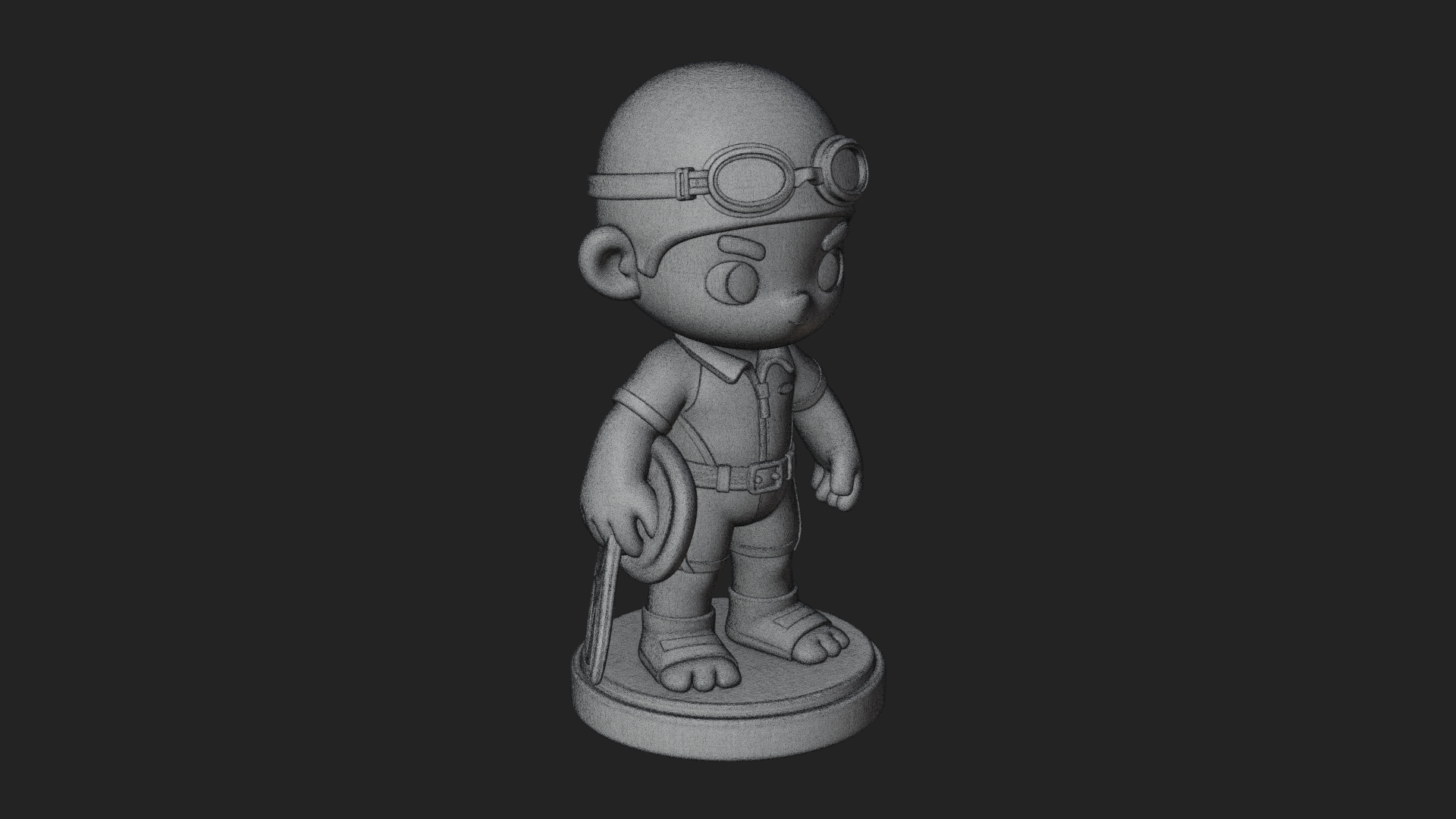 Chibi Diver Boy with Fins Statue Design 2 3D Print Model 3D Model