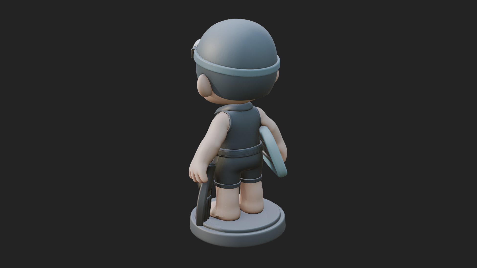 Chibi Diver Boy with Fins Statue Design 3 3D Print Model 3D Model