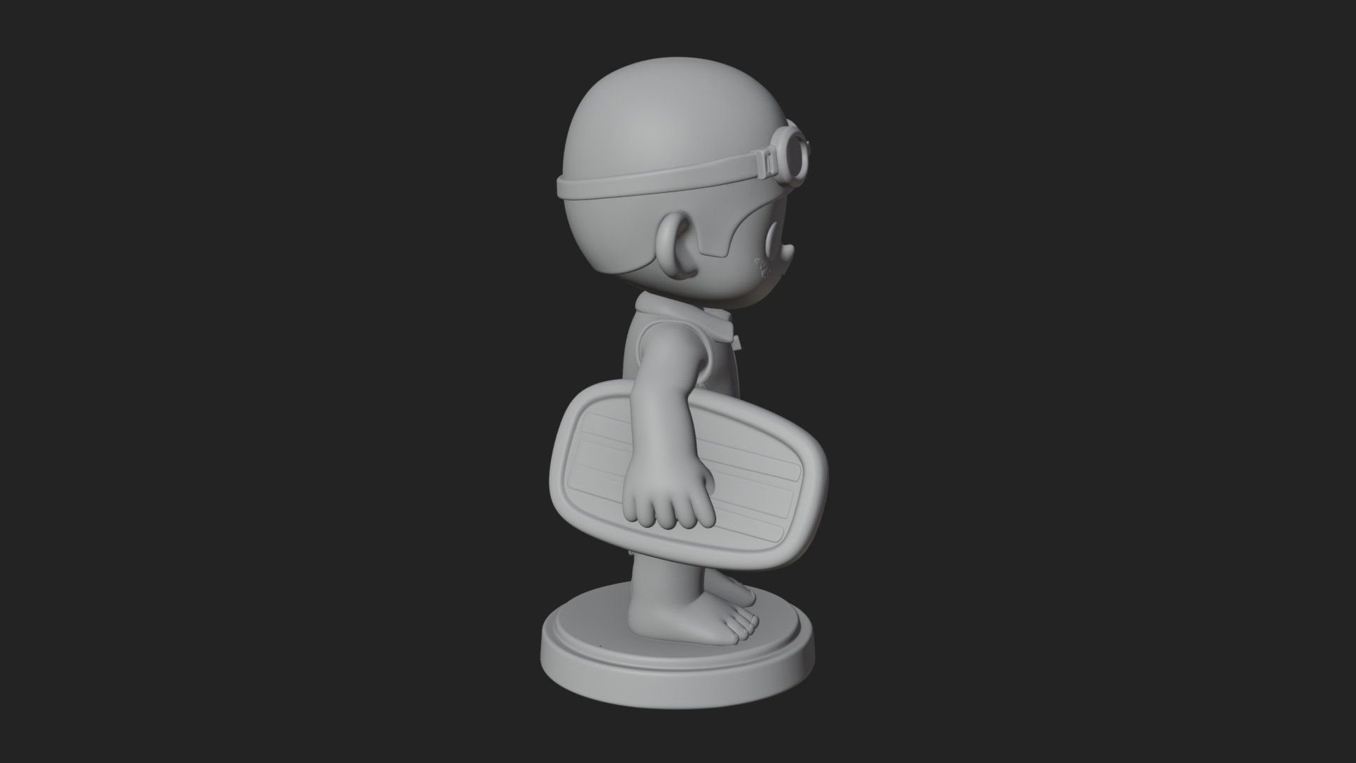 Chibi Diver Boy with Fins Statue Design 3 3D Print Model 3D Model