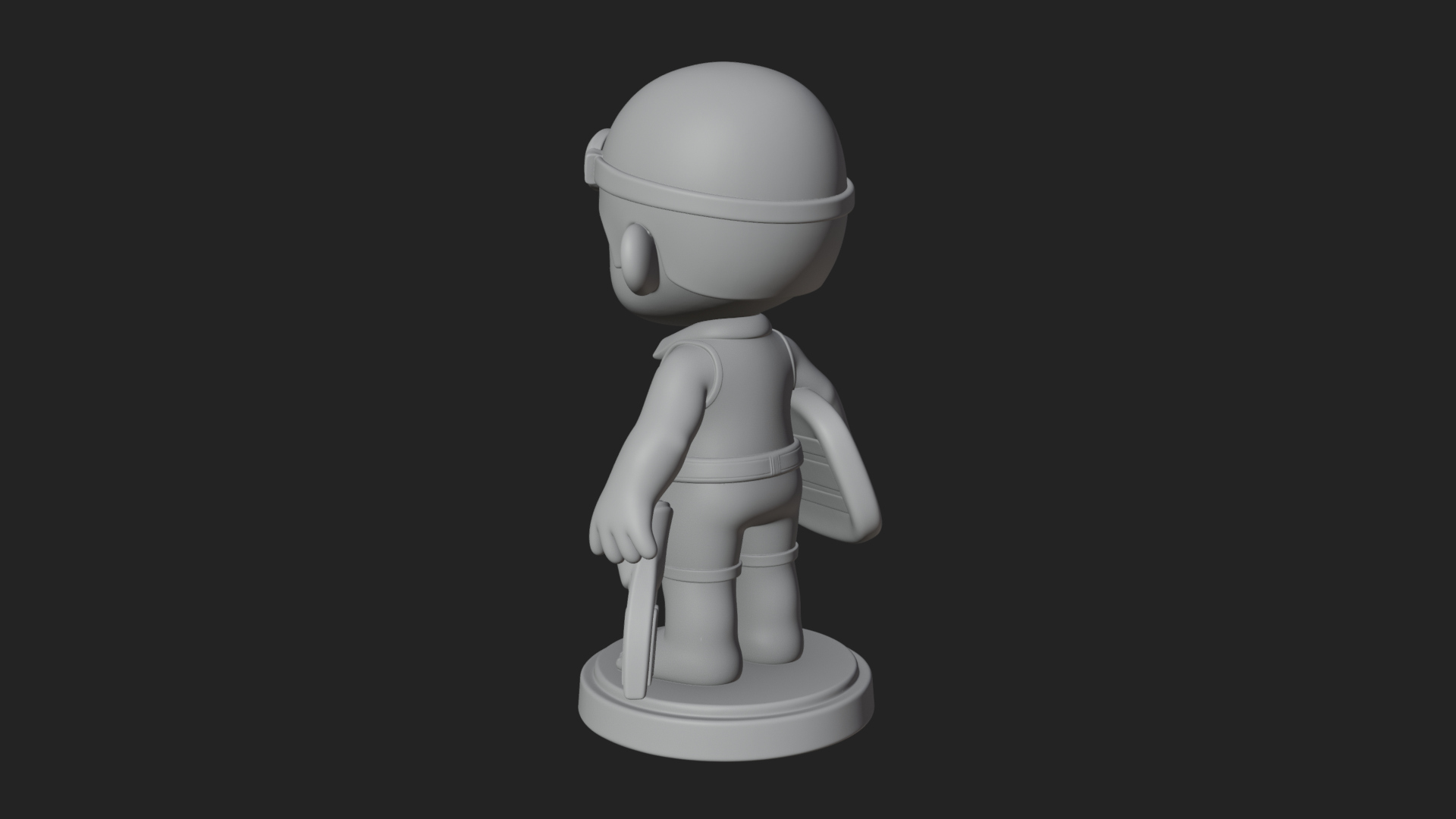 Chibi Diver Boy with Fins Statue Design 3 3D Print Model 3D Model