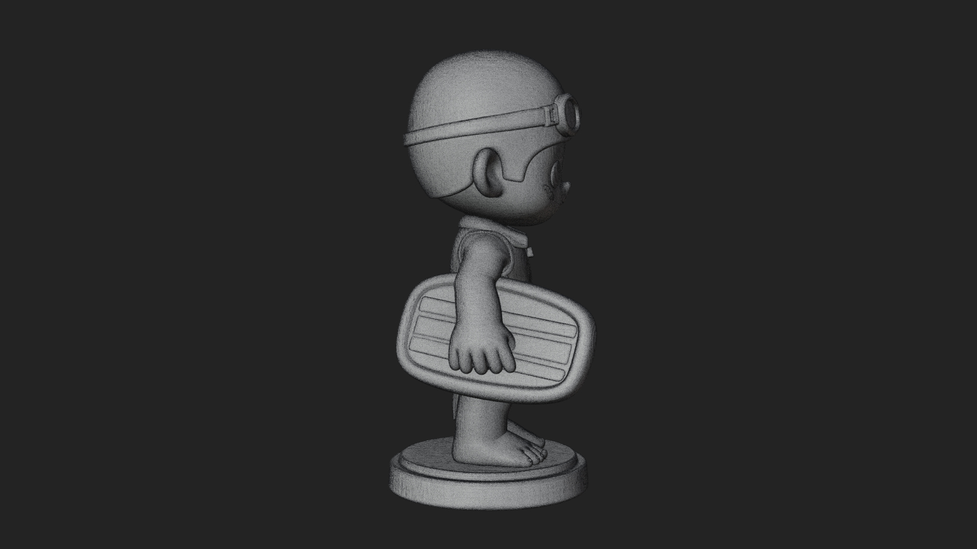 Chibi Diver Boy with Fins Statue Design 3 3D Print Model 3D Model
