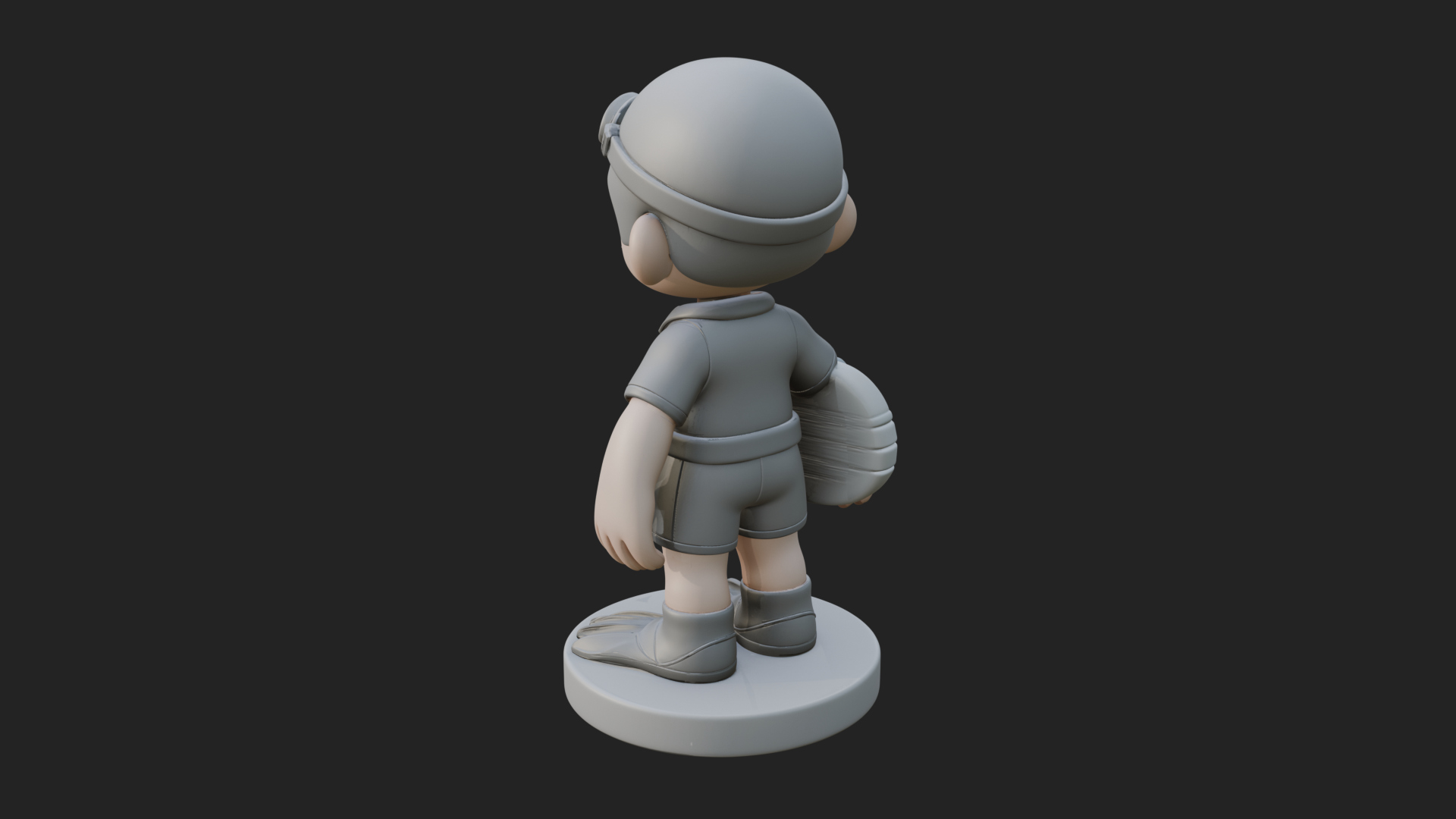Chibi Diver Boy with Fins Statue Design 4 3D Print Model 3D Model