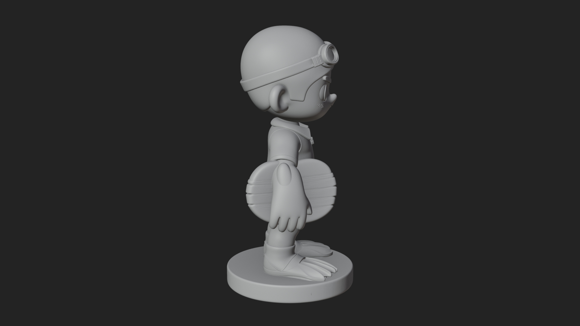 Chibi Diver Boy with Fins Statue Design 4 3D Print Model 3D Model