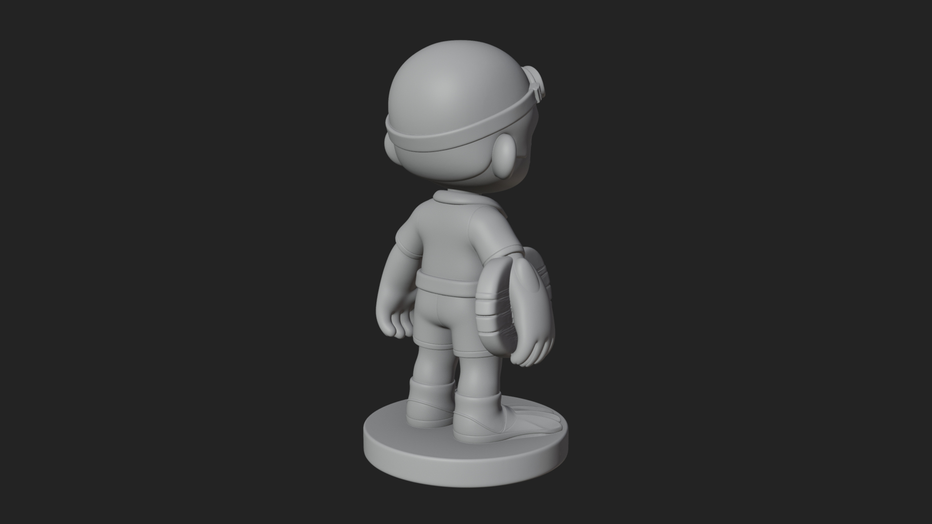 Chibi Diver Boy with Fins Statue Design 4 3D Print Model 3D Model