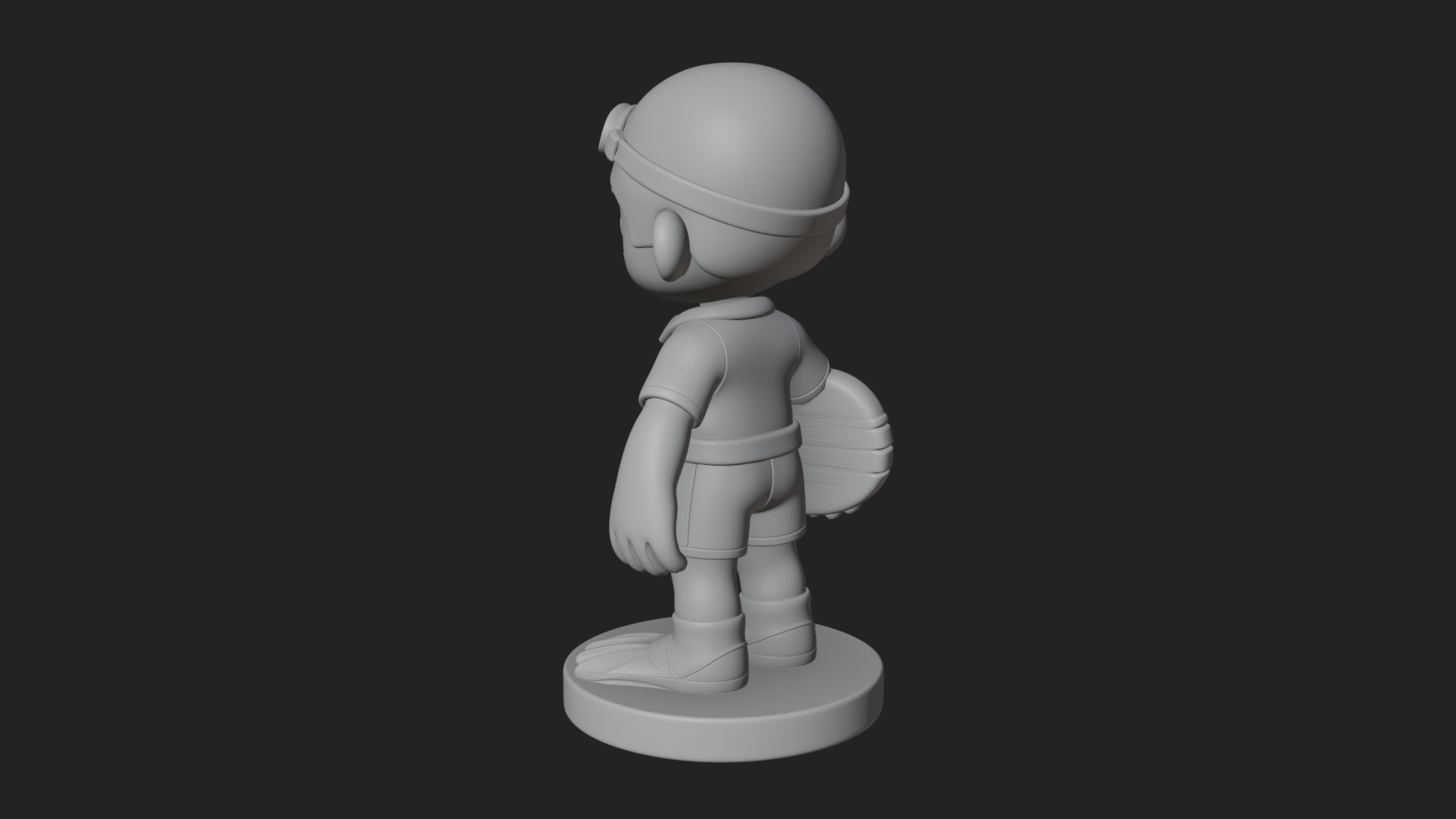 Chibi Diver Boy with Fins Statue Design 4 3D Print Model 3D Model
