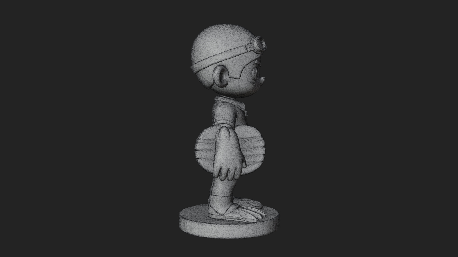 Chibi Diver Boy with Fins Statue Design 4 3D Print Model 3D Model