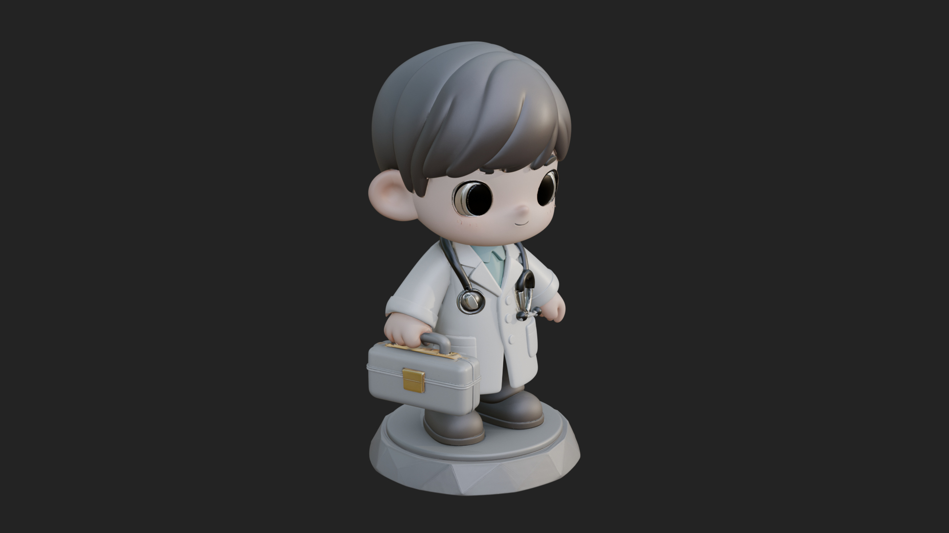 Chibi Doctor with Bag Statue Design 1 3D Print Model 3D Model