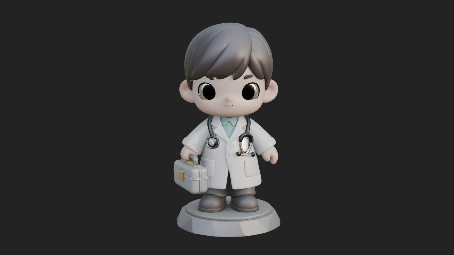 Chibi Doctor with Bag Statue Design 1 3D Print Model 3D Model