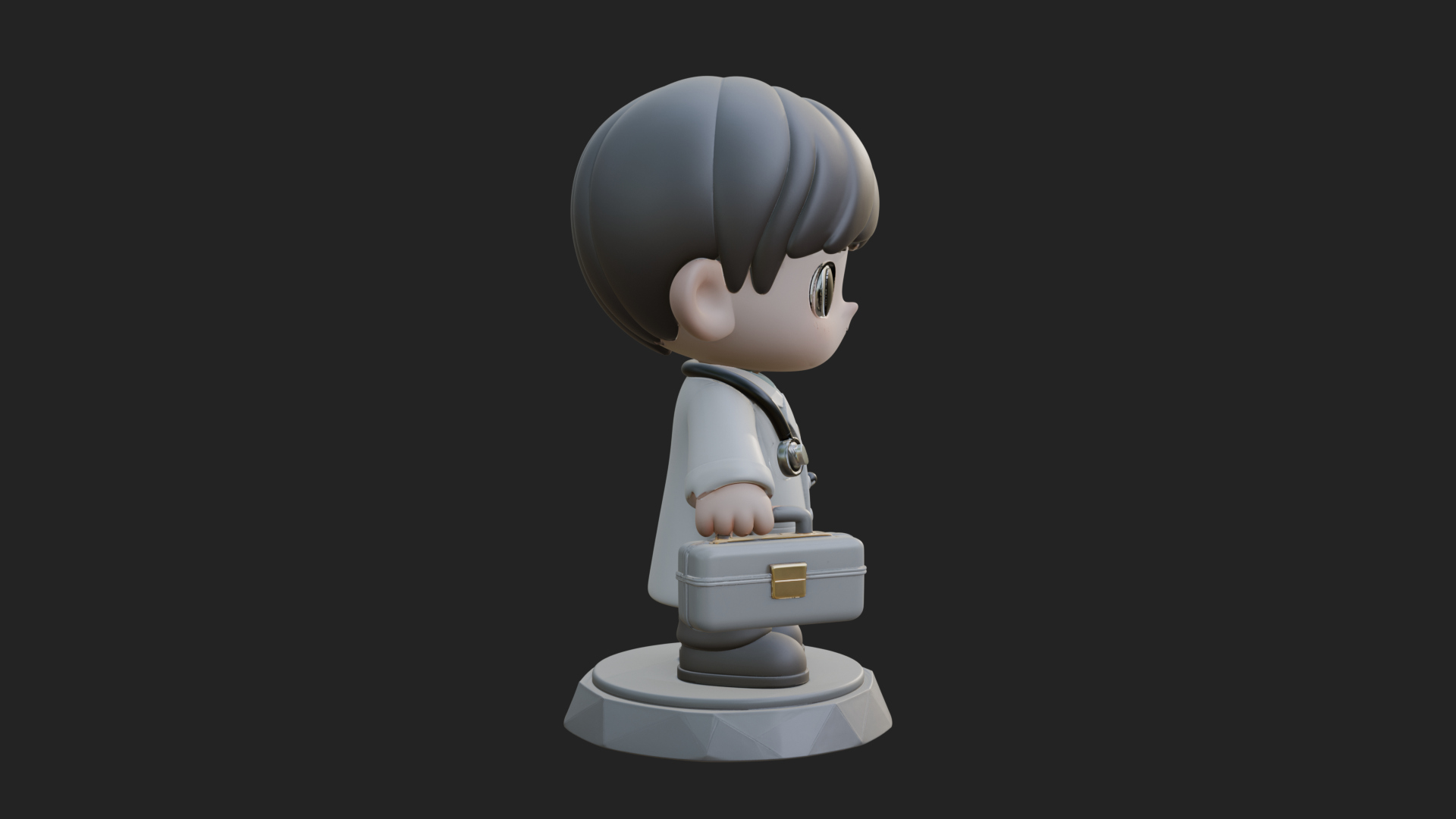 Chibi Doctor with Bag Statue Design 1 3D Print Model 3D Model