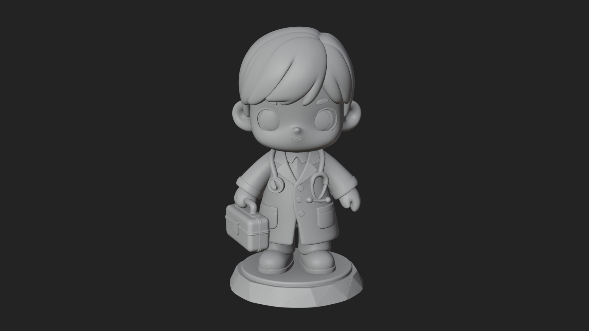 Chibi Doctor with Bag Statue Design 1 3D Print Model 3D Model
