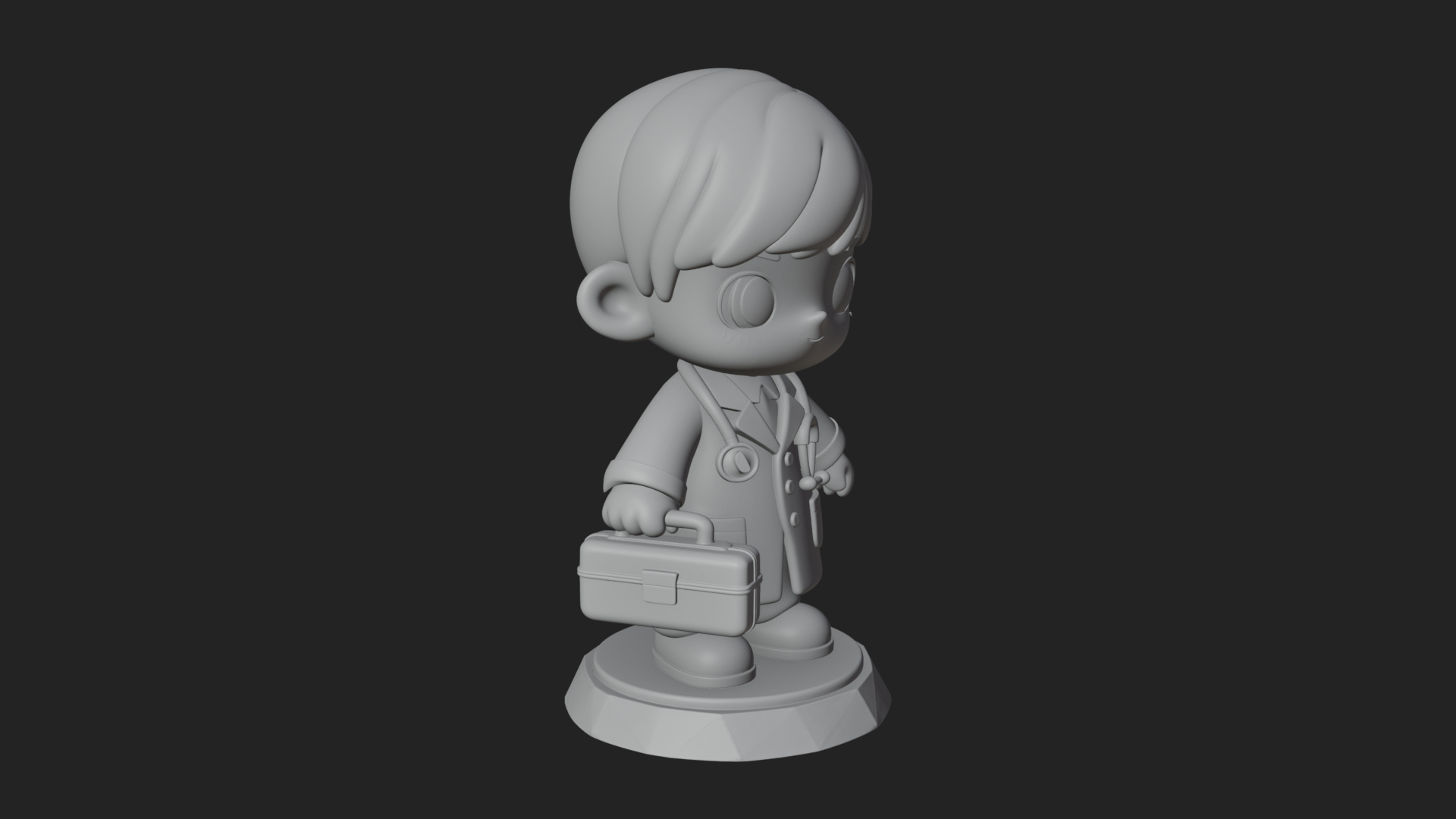 Chibi Doctor with Bag Statue Design 1 3D Print Model 3D Model