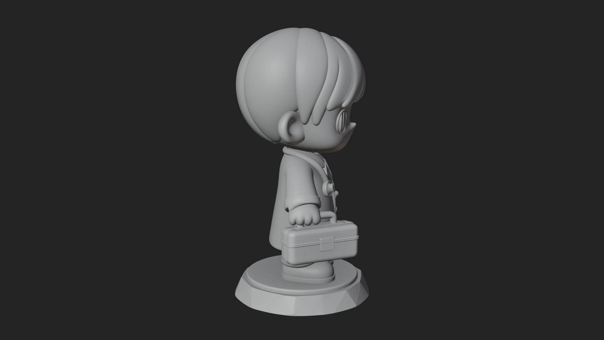 Chibi Doctor with Bag Statue Design 1 3D Print Model 3D Model
