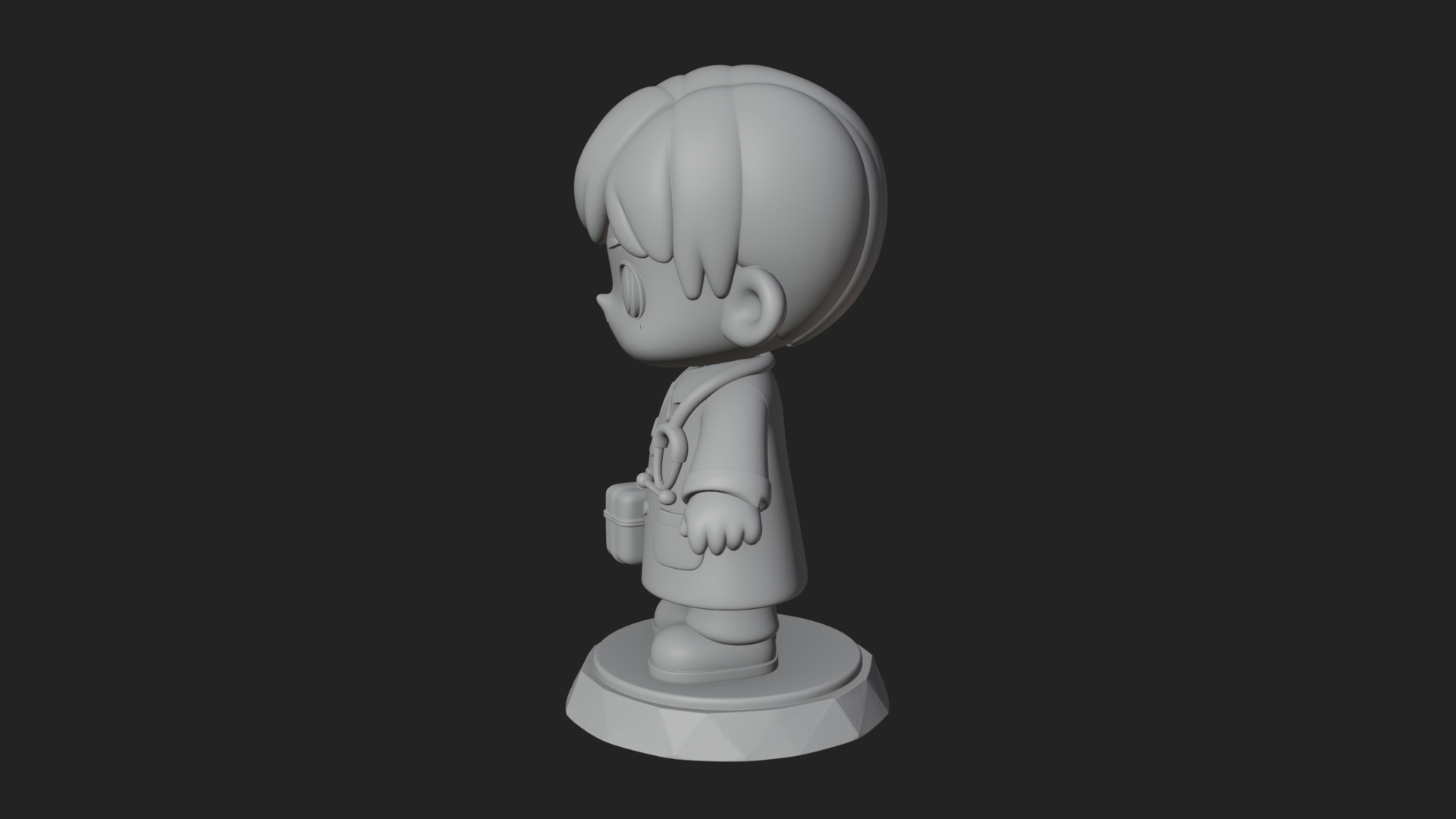 Chibi Doctor with Bag Statue Design 1 3D Print Model 3D Model
