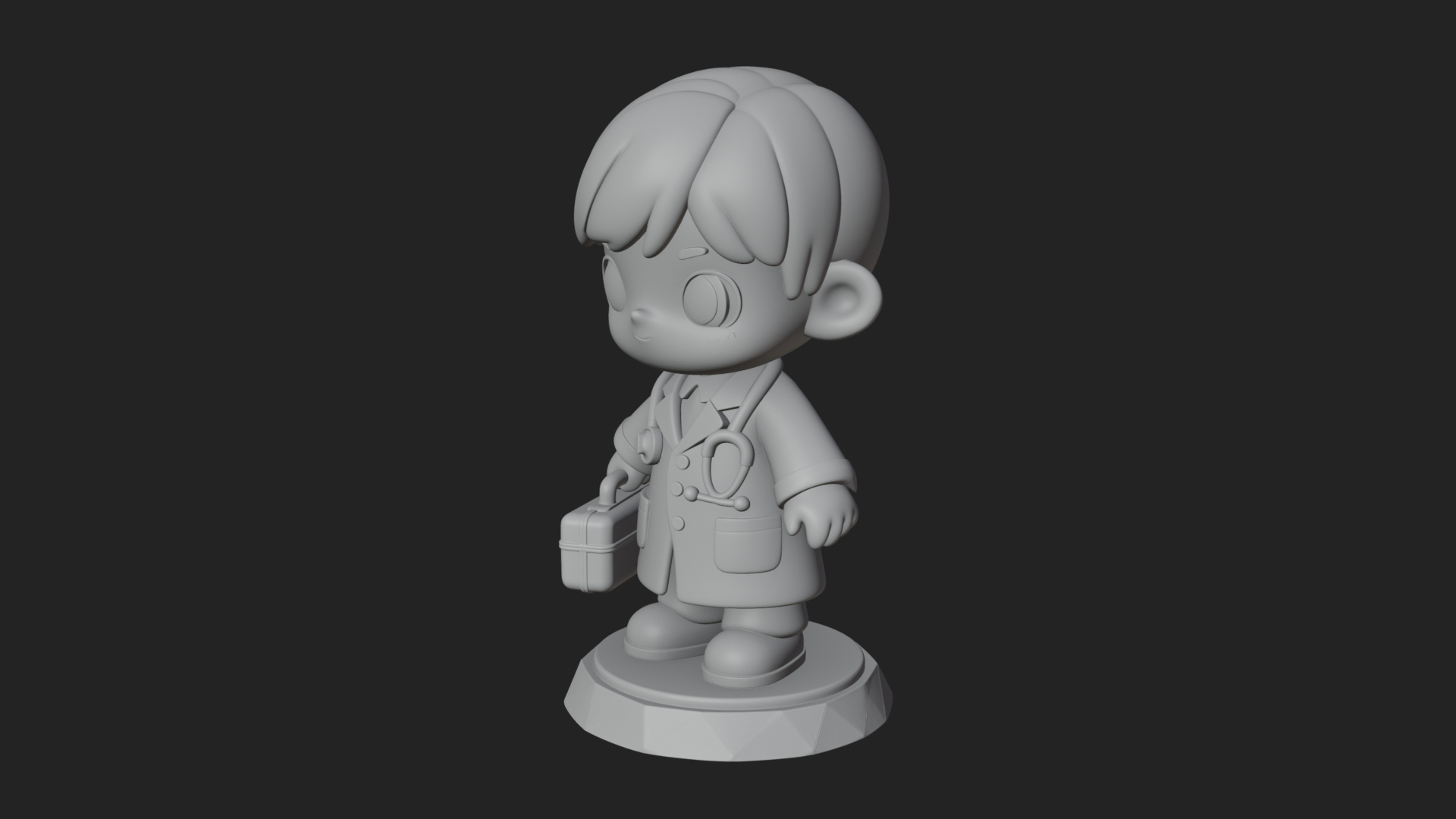 Chibi Doctor with Bag Statue Design 1 3D Print Model 3D Model