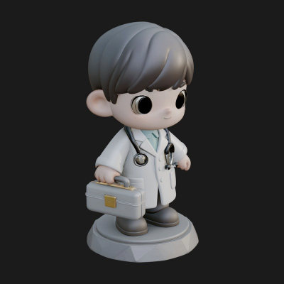 Chibi Doctor with Bag Statue Design 1 3D Print Model