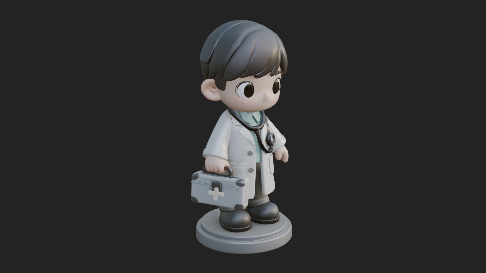 Chibi Doctor with Bag Statue Design 2 3D Print Model 3D Model
