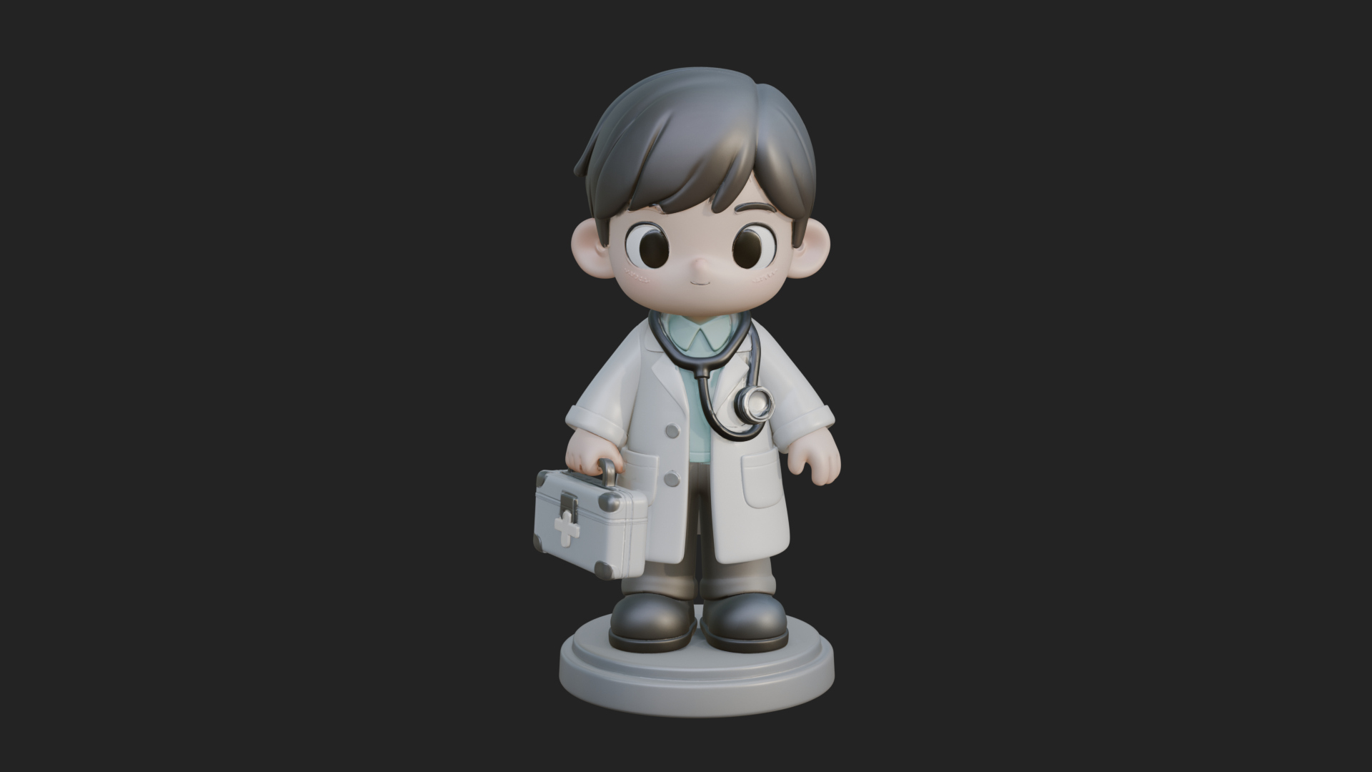 Chibi Doctor with Bag Statue Design 2 3D Print Model 3D Model
