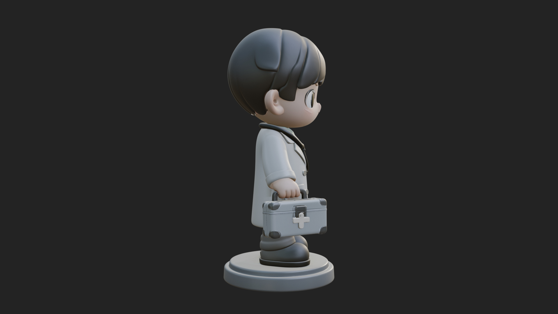 Chibi Doctor with Bag Statue Design 2 3D Print Model 3D Model