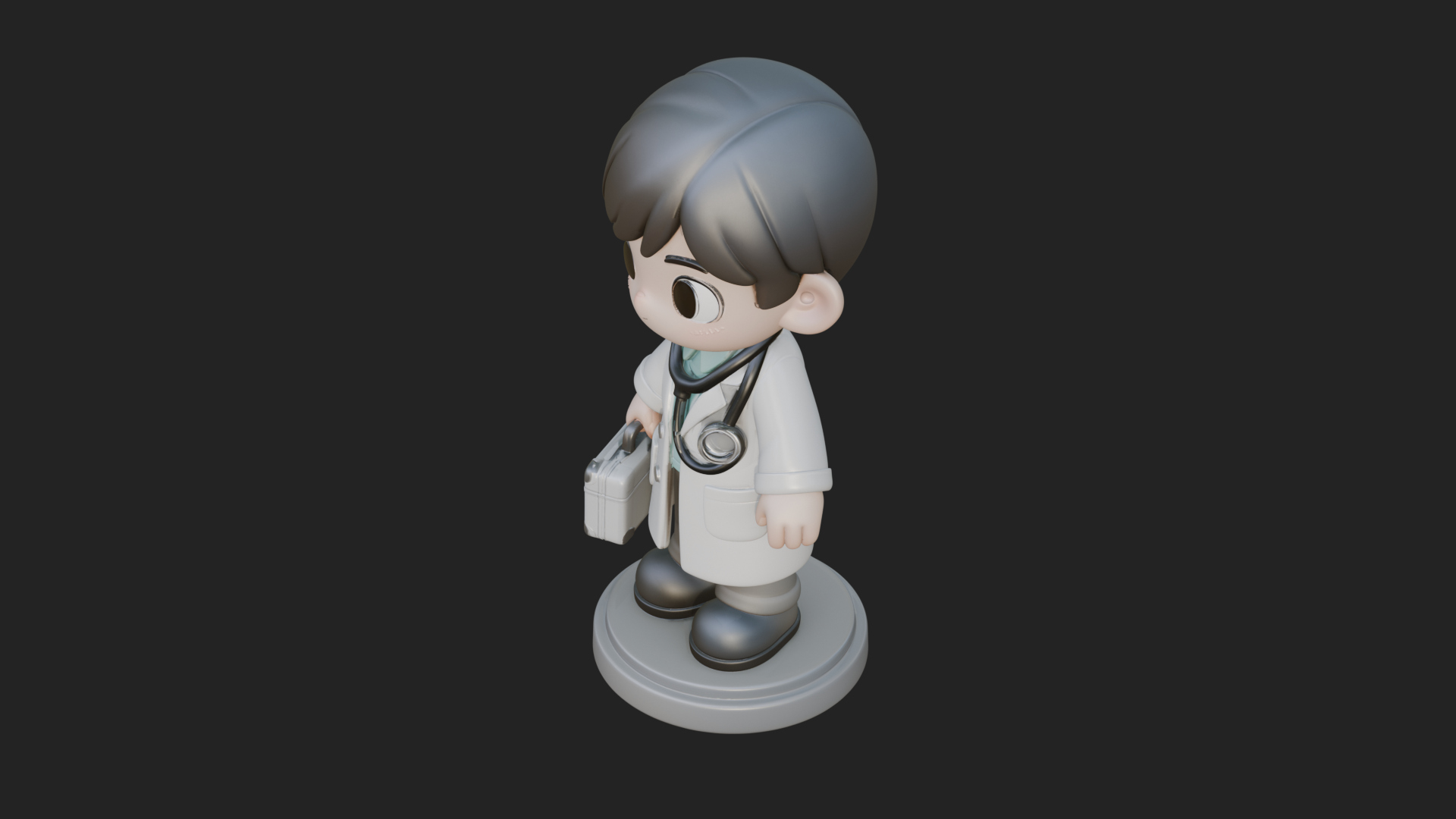 Chibi Doctor with Bag Statue Design 2 3D Print Model 3D Model
