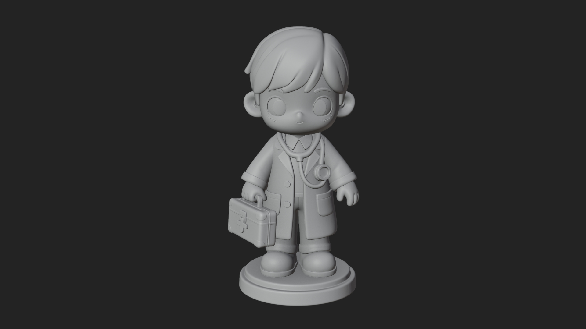 Chibi Doctor with Bag Statue Design 2 3D Print Model 3D Model