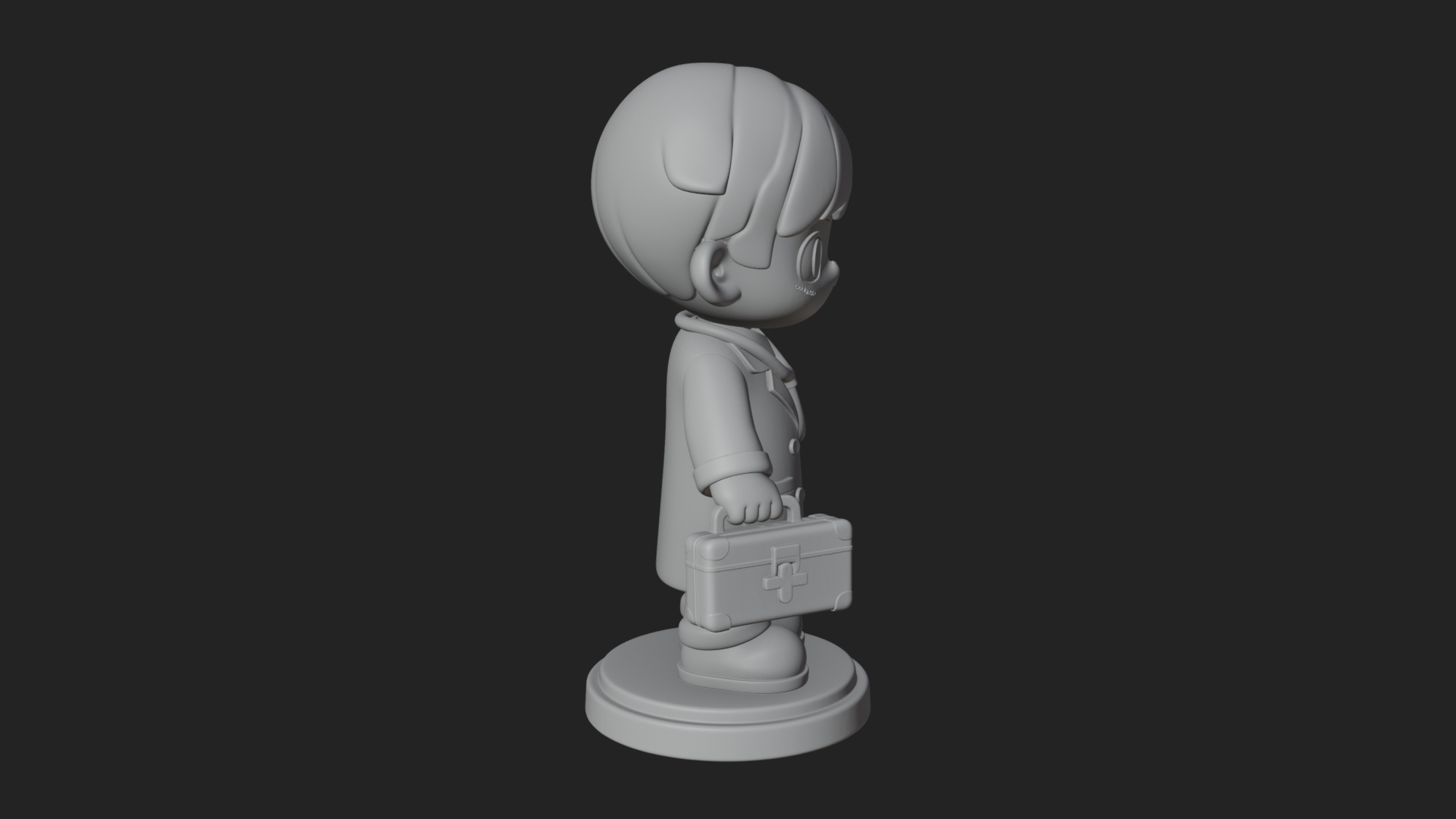 Chibi Doctor with Bag Statue Design 2 3D Print Model 3D Model