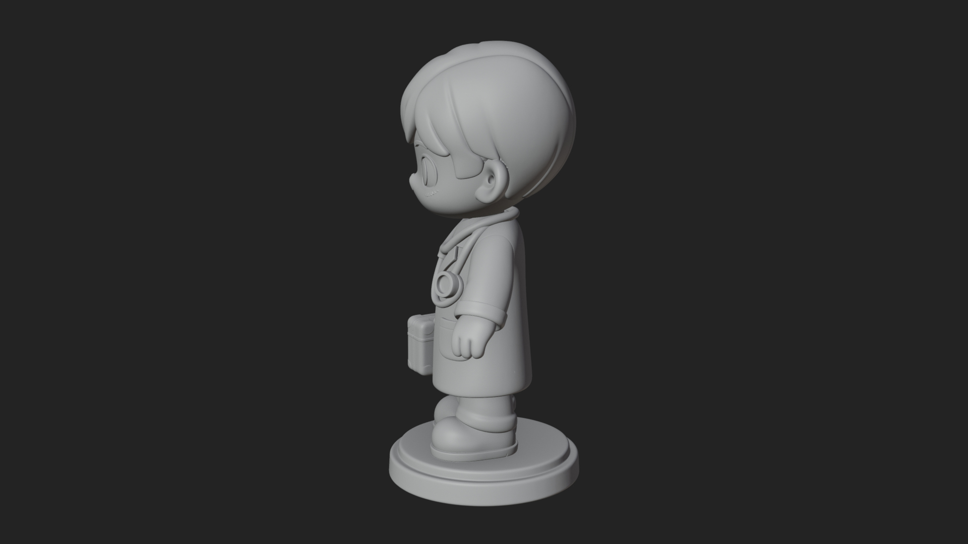 Chibi Doctor with Bag Statue Design 2 3D Print Model 3D Model