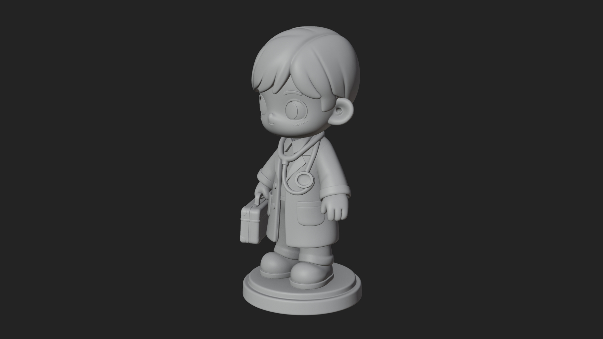 Chibi Doctor with Bag Statue Design 2 3D Print Model 3D Model