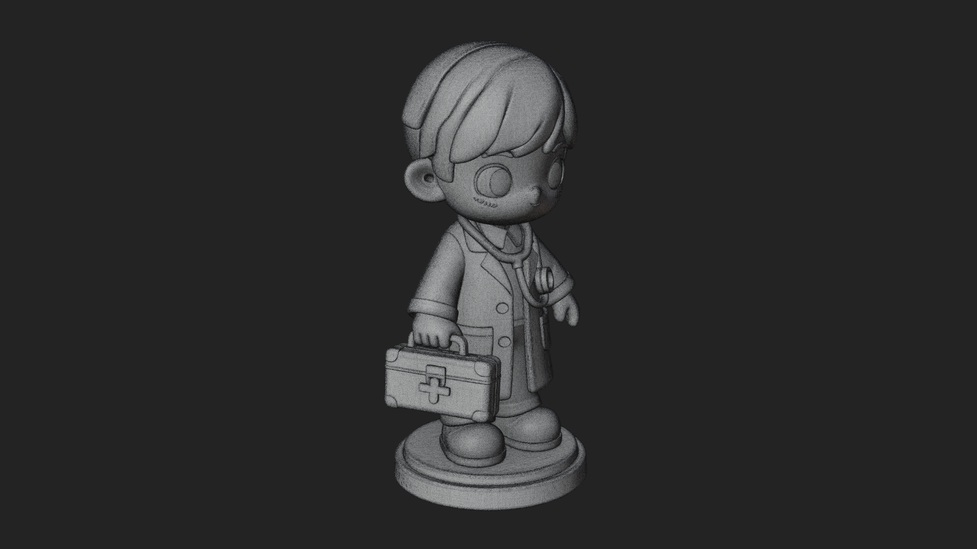 Chibi Doctor with Bag Statue Design 2 3D Print Model 3D Model
