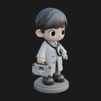Chibi Doctor with Bag Statue Design 2 3D Print Model