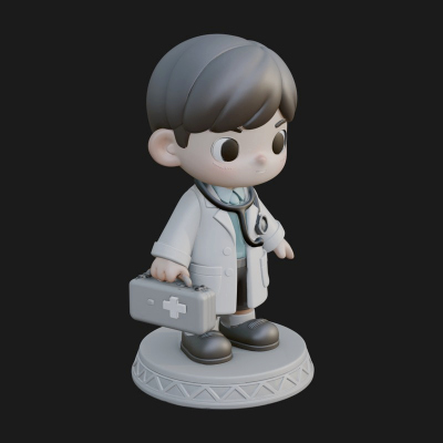 Chibi Doctor with Bag Statue Design 3 3D Print Model