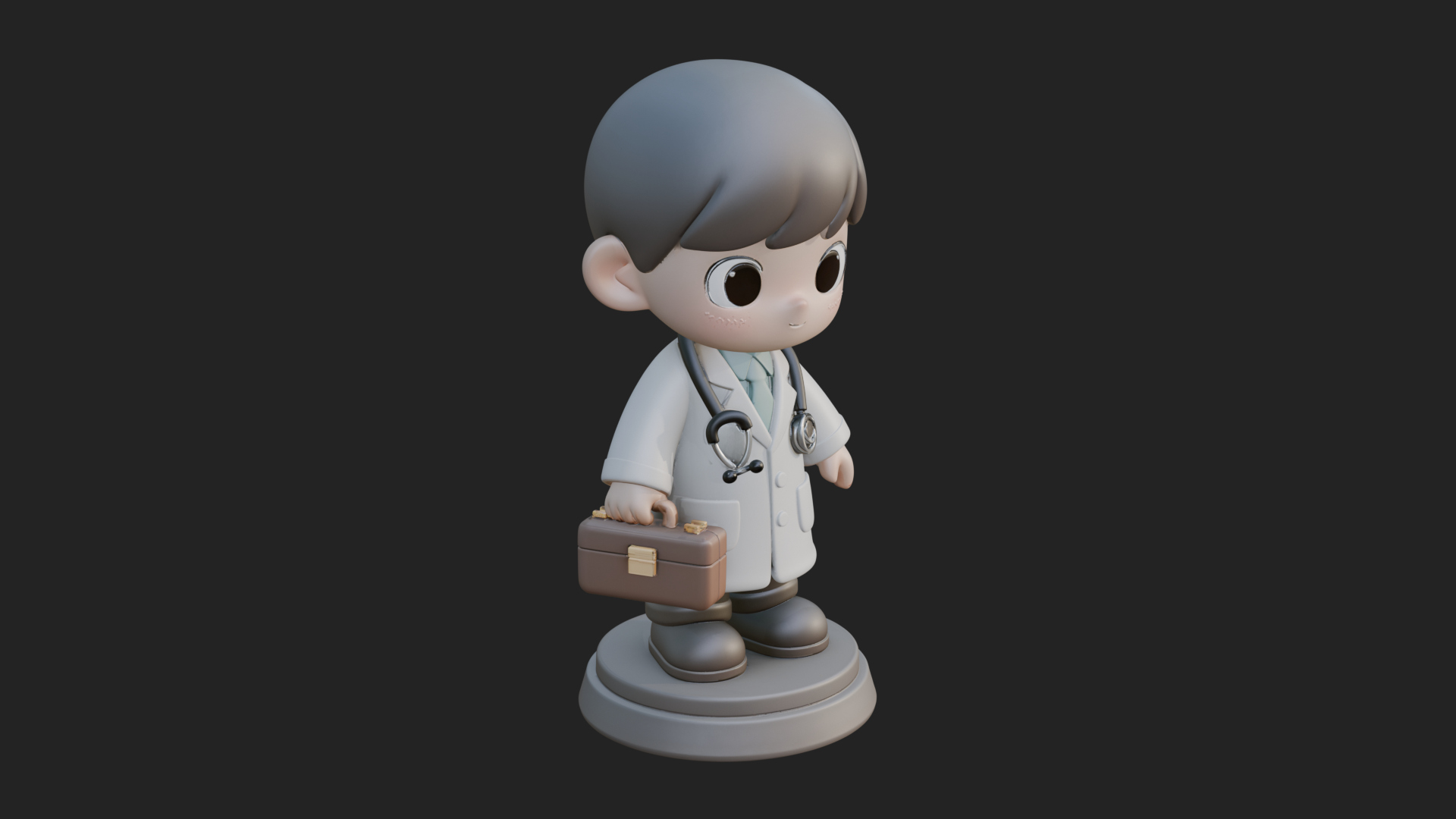 Chibi Doctor with Bag Statue Design 4 3D Print Model 3D Model