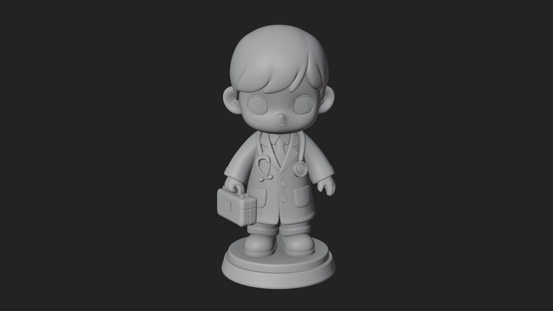 Chibi Doctor with Bag Statue Design 4 3D Print Model 3D Model