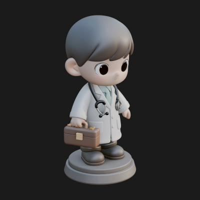 Chibi Doctor with Bag Statue Design 4 3D Print Model