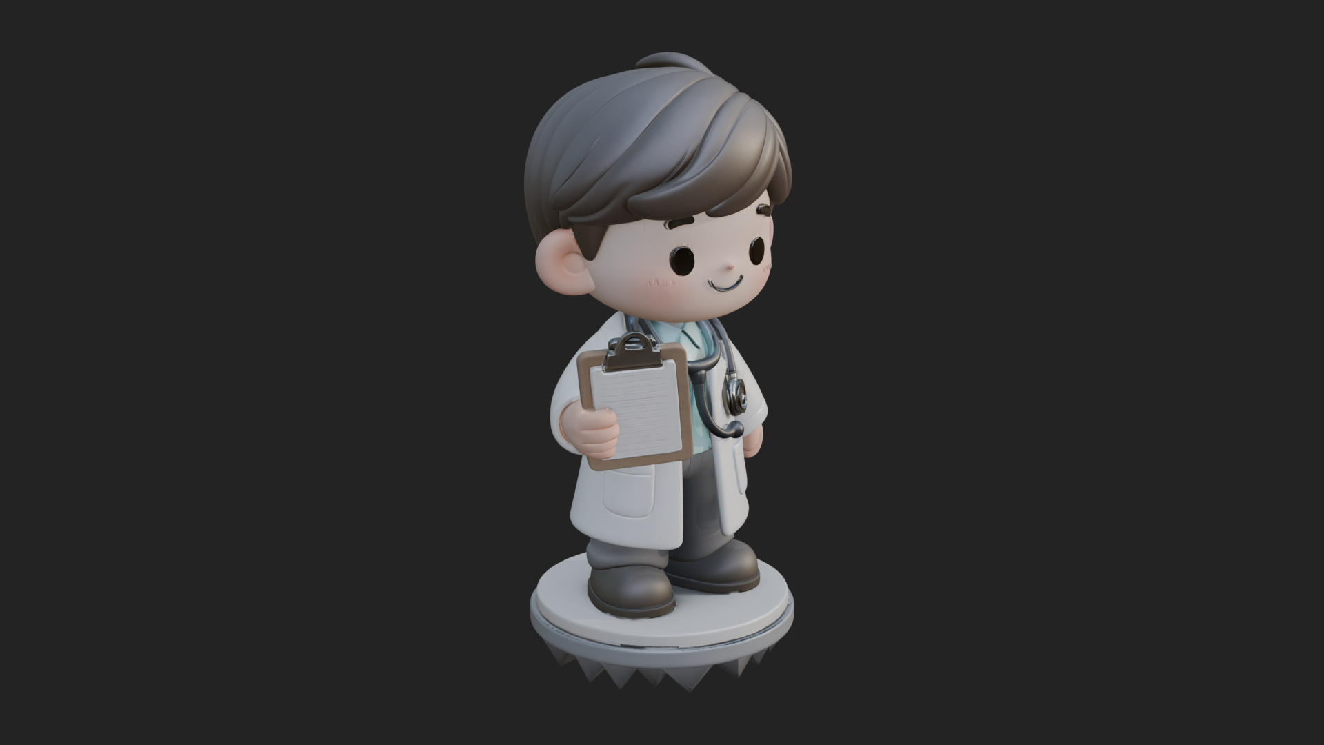 Chibi Doctor With Clipboard Statue Design 1 3D Print Model 3D Model