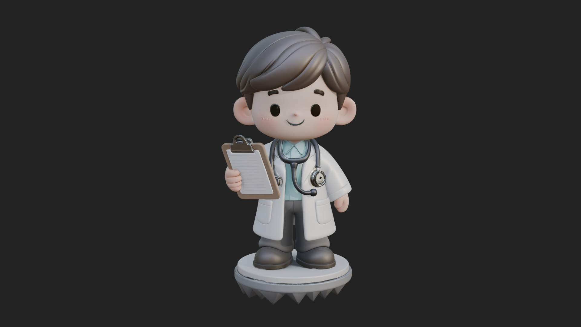 Chibi Doctor With Clipboard Statue Design 1 3D Print Model 3D Model