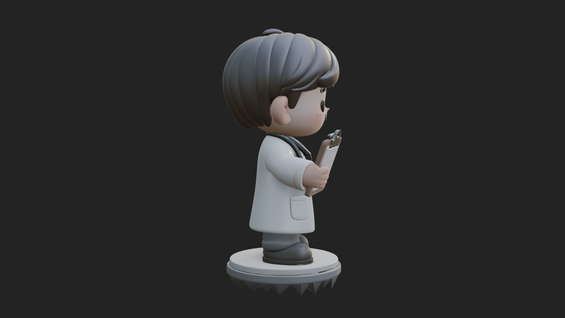 Chibi Doctor With Clipboard Statue Design 1 3D Print Model 3D Model