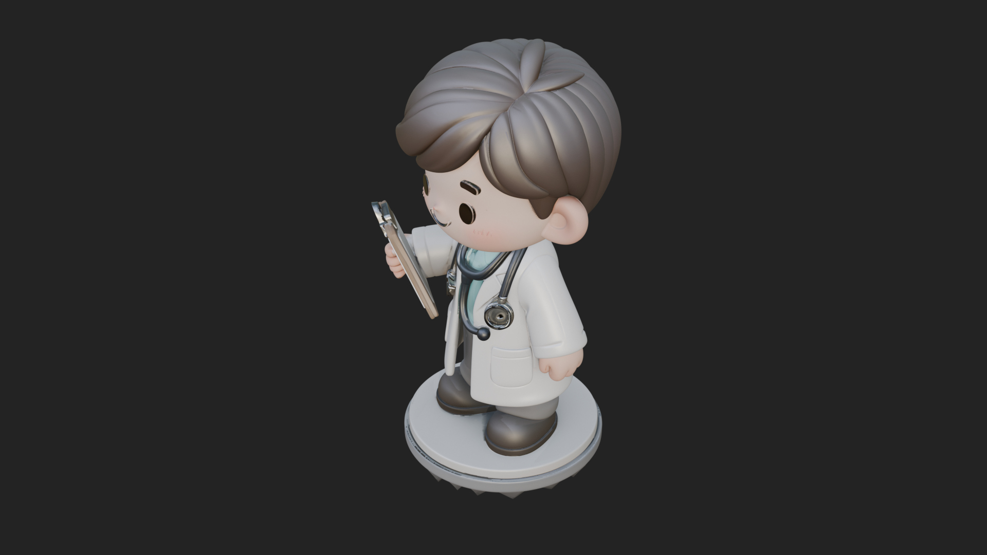 Chibi Doctor With Clipboard Statue Design 1 3D Print Model 3D Model