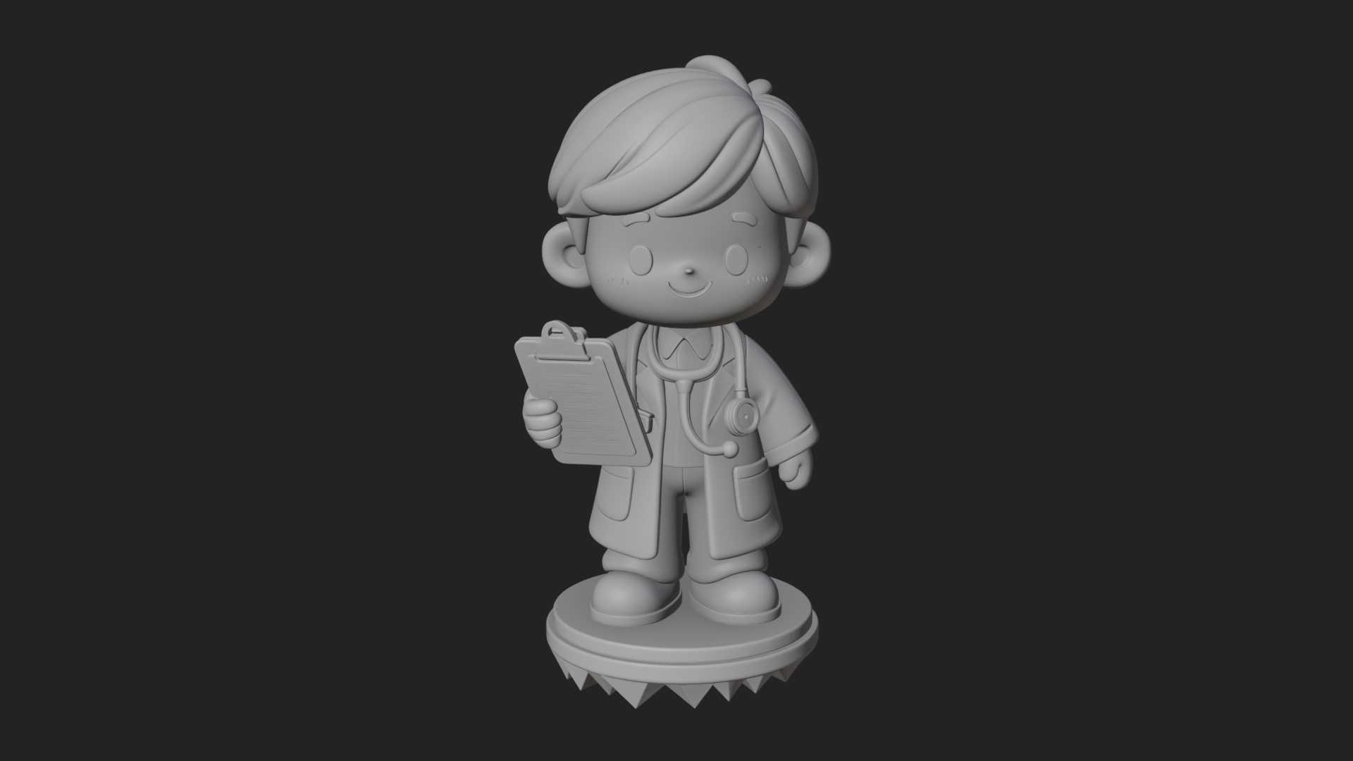 Chibi Doctor With Clipboard Statue Design 1 3D Print Model 3D Model