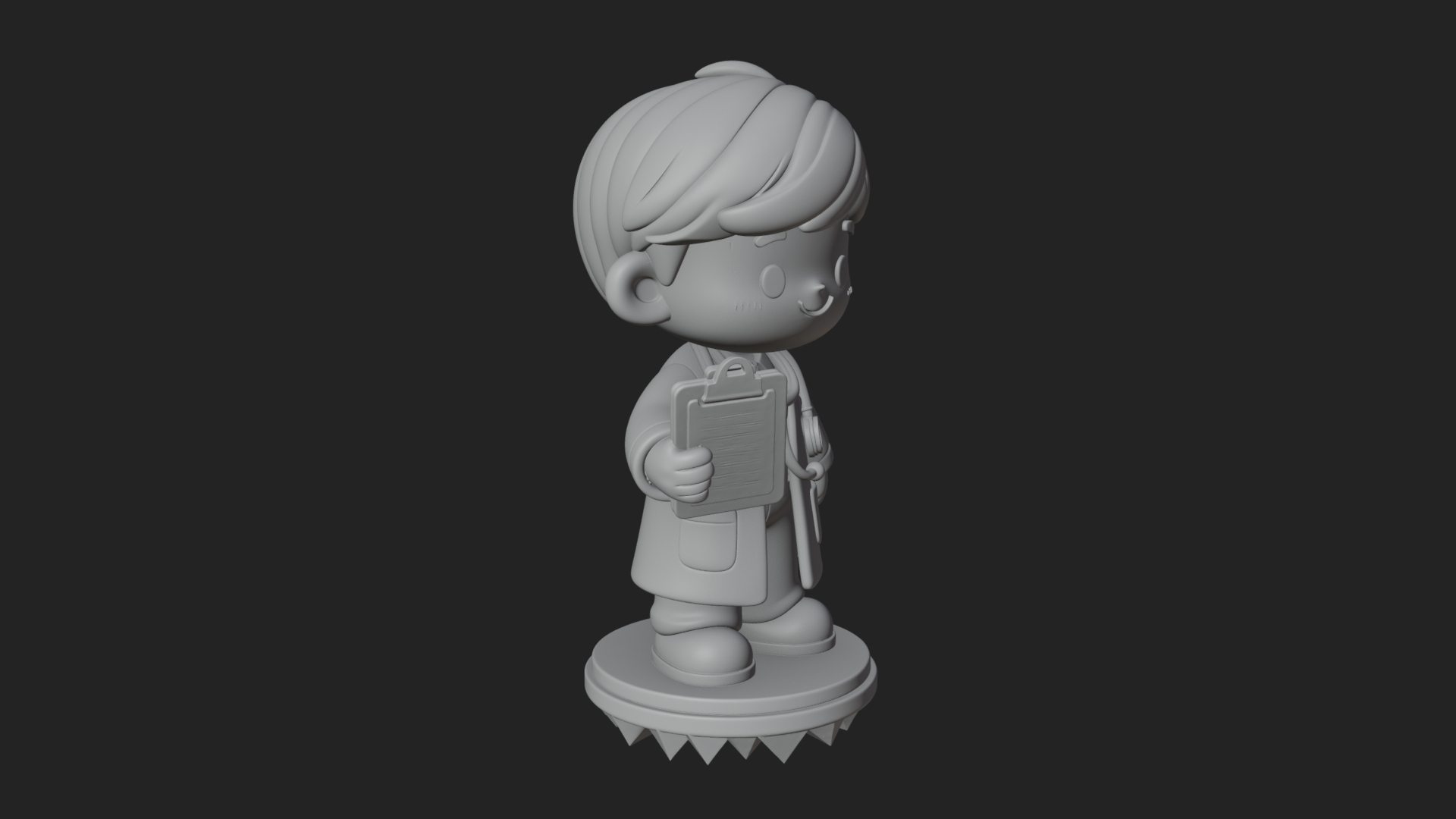 Chibi Doctor With Clipboard Statue Design 1 3D Print Model 3D Model