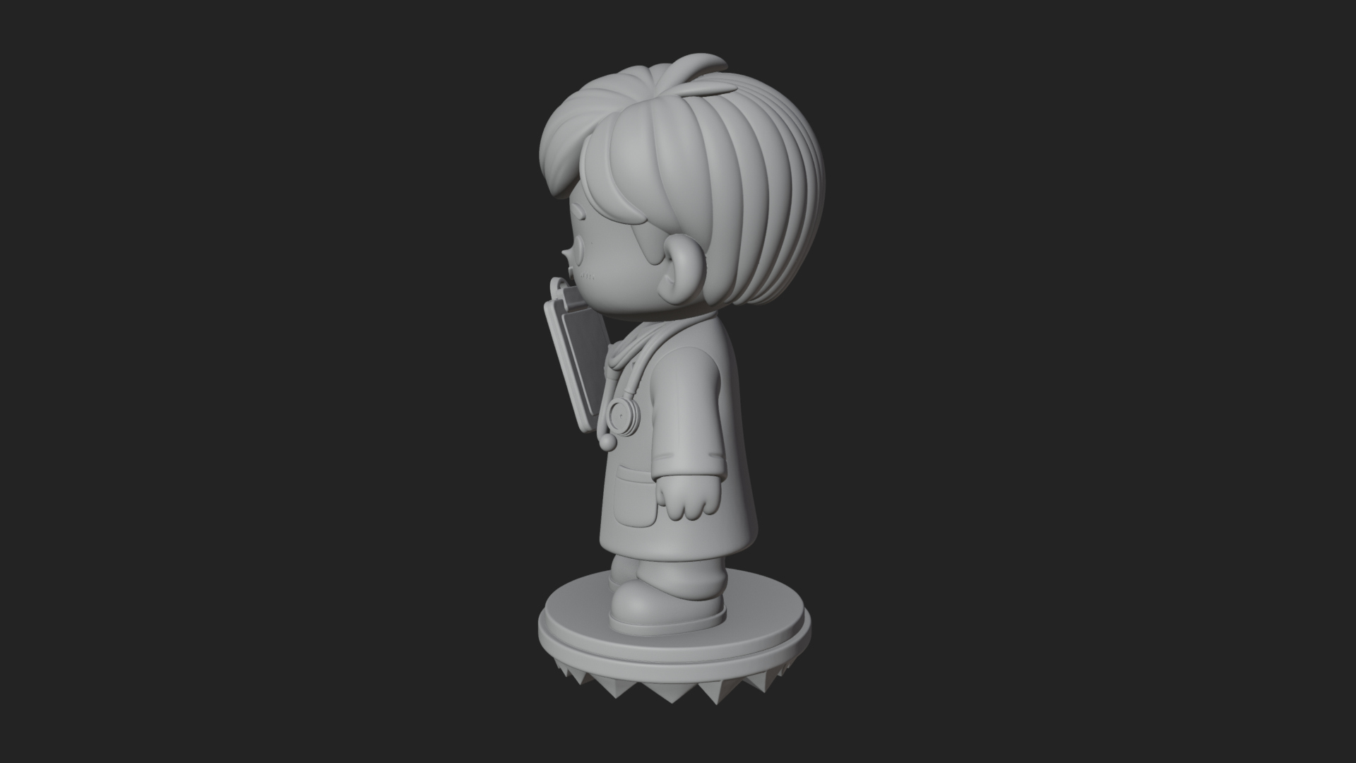 Chibi Doctor With Clipboard Statue Design 1 3D Print Model 3D Model