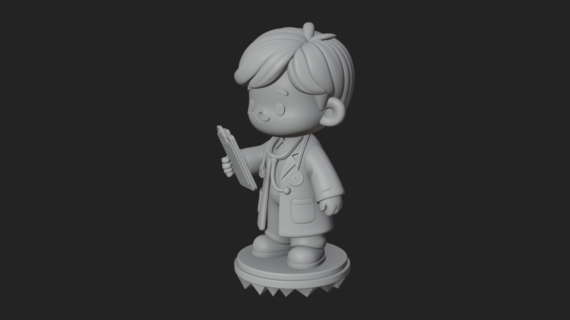 Chibi Doctor With Clipboard Statue Design 1 3D Print Model 3D Model