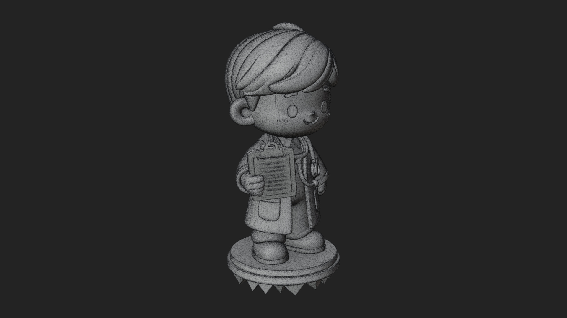 Chibi Doctor With Clipboard Statue Design 1 3D Print Model 3D Model