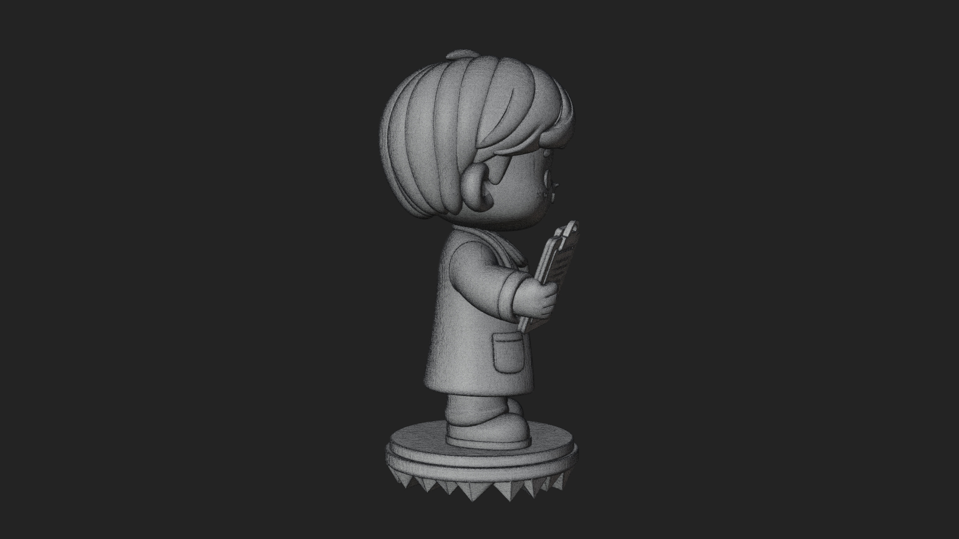 Chibi Doctor With Clipboard Statue Design 1 3D Print Model 3D Model